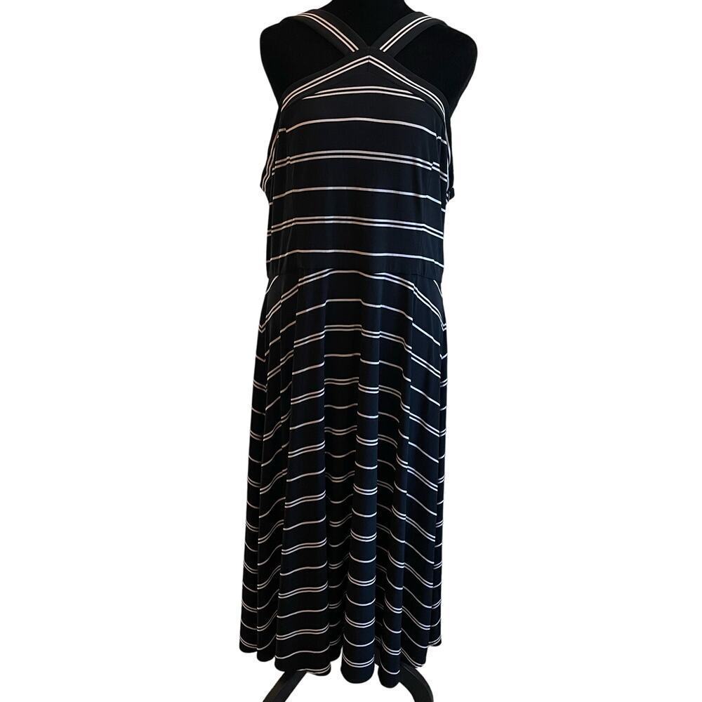 Tommy Hilfiger Maxi Dress Women's Striped Criss Cross Sz 14
